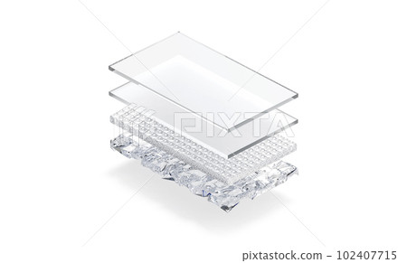 Blank white glossy, matte glass and diamond material layers mockup 102407715