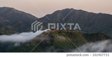 Takeda Castle ruins in a beautiful morning Hyogo Prefecture 102407731