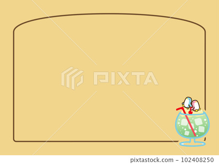 Simple penguin with cream soda one point & border material horizontal type 19 Simple penguin with cream soda one point & border material horizontal type 19 102408250