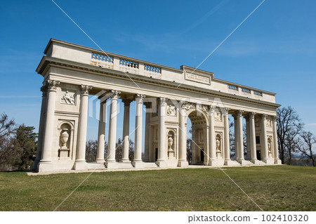 The colonnade on Rajstna is a romantic classicist gloriet near Valtice town, Czech Republic 102410320