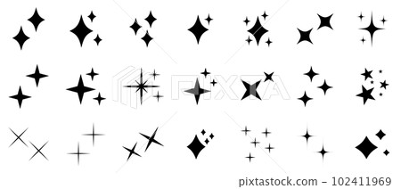 可愛的閃光/星星/閃亮圖標矢量 102411969