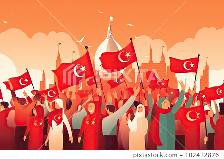 15 temmuz. 15 July, Happy Holidays Democracy Republic of Turkey celebration. AI generative. 102412876