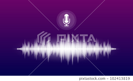 Voice Assistant concept. Voice recognition. Sound wave with imitation of voice, sound and microphone. Personal assistant and voice recognition concept. Vector illustration. 102413819