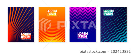 Minimalist hipster colored frame design. Geometric halftone line gradient. Frame for text and design. Modern art graphic. Design of gift cards, flyers and brochures. Vector Illustration. 102413821