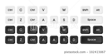 Computer key combinations. Set of key combinations. Command set icons. Computer keyboard button set. Vector Illustration. 102413867