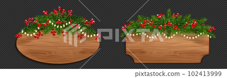 Christmas wood sign board with fir and red berries Christmas wood sign board with fir and red berries 102413999