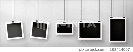 Photo frame with paper clip hang on wall collage Photo frame with paper clip hang on wall collage 102414007