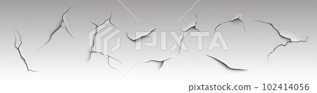 Isolated crack paint texture effect on transparent 102414056