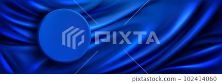 Blue podium platform on fabric top view mockup 102414060