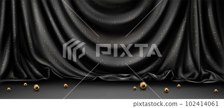 Black silk fabric podium backdrop with gold sphere Black silk fabric podium backdrop with gold sphere 102414061