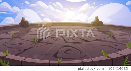 Cartoon game temple background. Stone battleground 102414085