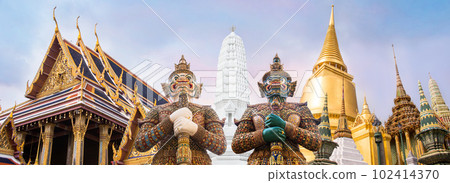 Wat Phra Kaew, Emerald Buddha temple,  Wat Phra Kaew is one of Bangkok's most famous tourist sites 102414370