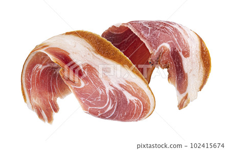 Bacon strip roll isolated on white background with clipping path Bacon strip roll isolated on white background with clipping path 102415674