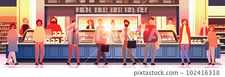 mix race people group standing in modern bakery with fresh pastries sweets cakes and bread horizontal mix race people group standing in modern bakery with fresh pastries sweets cakes and bread horizontal 102416318