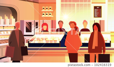 mix race people group standing in modern bakery with fresh pastries sweets cakes and bread horizontal mix race people group standing in modern bakery with fresh pastries sweets cakes and bread horizontal 102416319