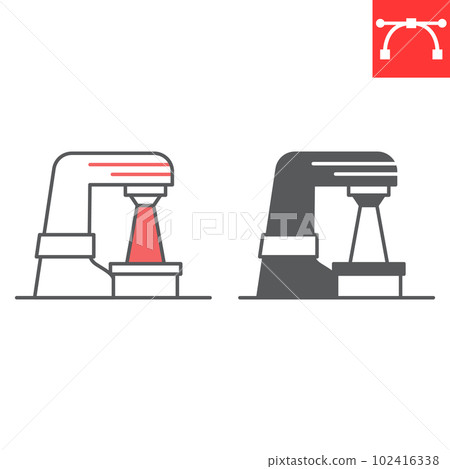 Radiation therapy line and glyph icon, oncology and treatment, radiotherapy vector icon, vector graphics, editable stroke outline and solid sign, eps 10. 102416338