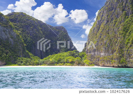 The Landscape with Maya bay at Phi Phi Leh island, Thailand 102417626