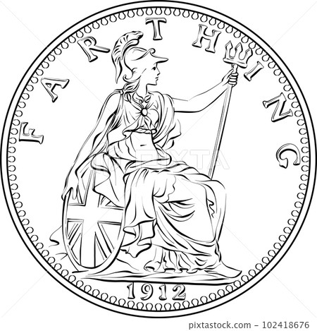 vector British money farthing, Britannia reverse vector British money farthing, Britannia reverse 102418676