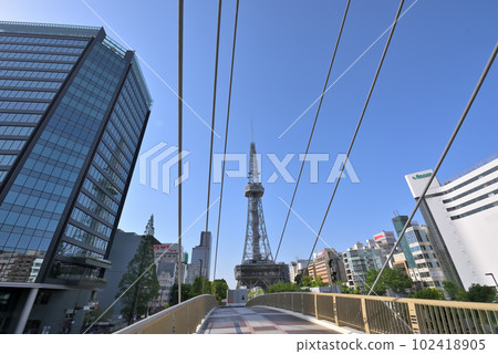 （愛知縣）名古屋市景名古屋電視塔和久屋大通公園中央橋 102418905