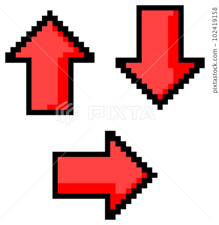 Illustration of an arrow indicating the direction in pixel art Illustration of an arrow indicating the direction in pixel art 102419158