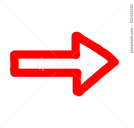 Hand-drawn thick arrow_red edge white solid rightward thin Hand-drawn thick arrow_red edge white solid rightward thin 102420282