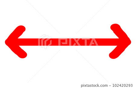 Hand-drawn thick arrow _ both directions _ red Hand-drawn thick arrow _ both directions _ red 102420293