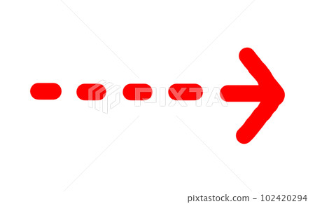 手繪粗箭頭_向右虛線_紅色 手繪粗箭頭_向右虛線_紅色 102420294