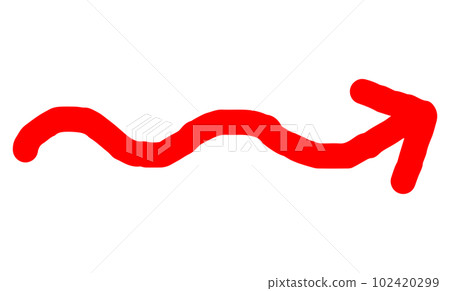 Hand-drawn thick arrow _ Nami line _ red 102420299