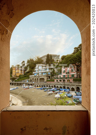 Luxury residences near the beach in Levanto town in Cinque Terre, Liguria, Italy 102420813