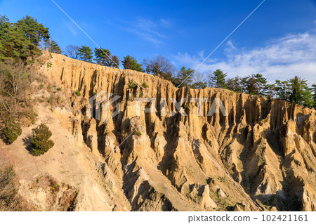 Tokushima _ Scenic view of earthen pillars of Awa, one of the world's three most spectacular 102421161