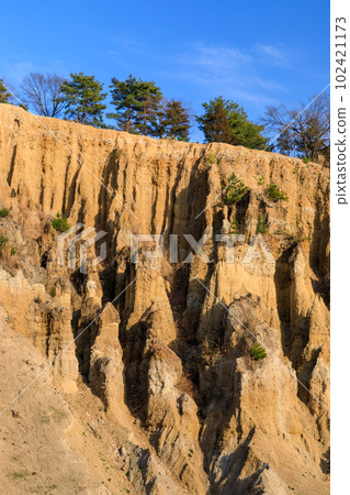 Tokushima _ Scenic view of earthen pillars of Awa, one of the world's three most spectacular 102421173