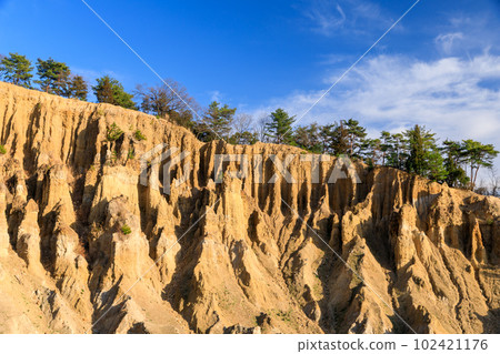 Tokushima _ Scenic view of earthen pillars of Awa, one of the world's three most spectacular 102421176