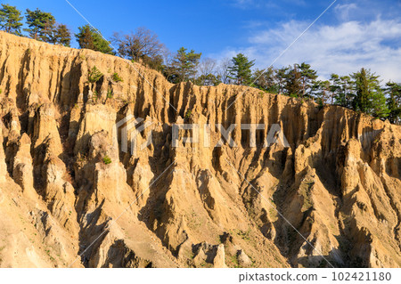 Tokushima _ Scenic view of earthen pillars of Awa, one of the world's three most spectacular 102421180