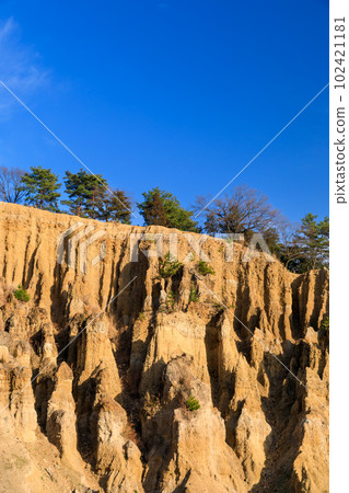 Tokushima _ Scenic view of earthen pillars of Awa, one of the world's three most spectacular 102421181
