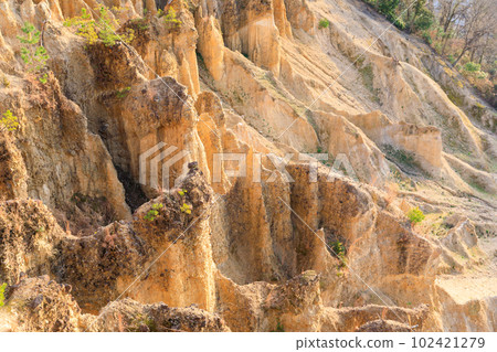 Tokushima _ Scenic view of earthen pillars of Awa, one of the world's three most spectacular 102421279