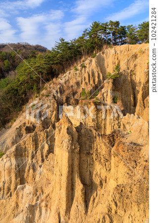 Tokushima _ Scenic view of earthen pillars of Awa, one of the world's three most spectacular 102421284