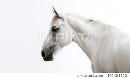 白色背景上的白馬 102421510