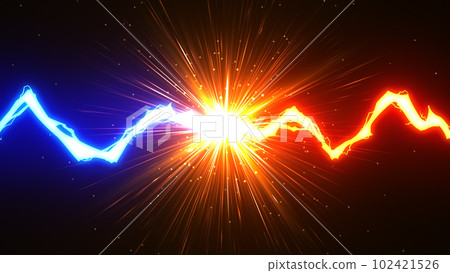 conflicting blue and red lightning 102421526