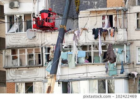 Kiev, Ukraine June 22, 2020: The consequences of a gas explosion in a building in Kiev 102422469
