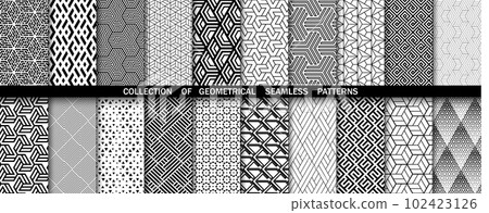 Geometric set of seamless black and white patterns. Simpless vector graphics Geometric set of seamless black and white patterns. Simpless vector graphics 102423126