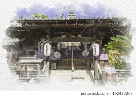 Watercolor-style Shikoku 88 Temple No. 86 Shidoji Daishido Sanuki City, Kagawa Prefecture 102423265