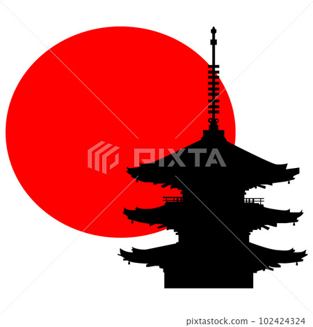 日本寺廟五層寶塔插畫素材 Ciel et vector 102424324