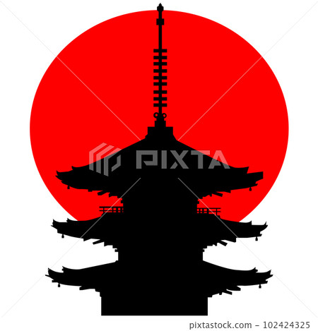 日本寺廟五層寶塔插畫素材 Ciel et vector 102424325
