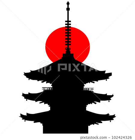 日本寺廟五層寶塔插畫素材 Ciel et vector 102424326