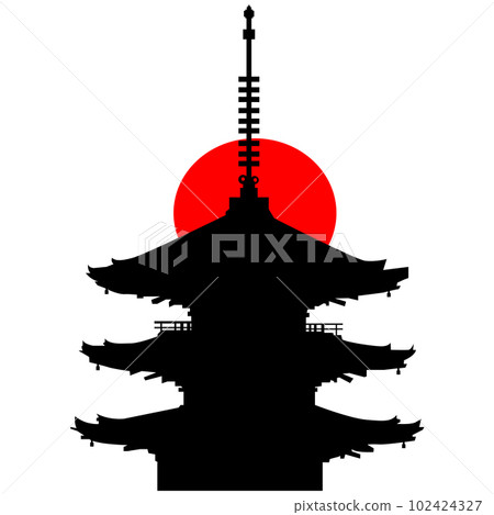Japanese temple five-storied pagoda illustration material Ciel et vector 102424327
