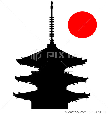 Japanese temple five-storied pagoda illustration material Ciel et vector 102424333