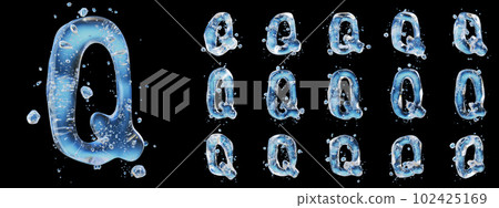 Water splashes letter isolated on white background. Abstract liquid font. 102425169