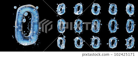 Water splashes letter isolated on white background. Abstract liquid font. 102425171