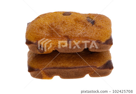 biscuit with chocolate drops isolated 102425708