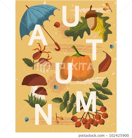 Autumn vector fall season background cartoon card 102425900